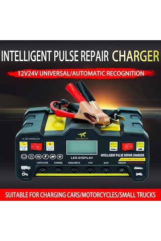 12v24v 220w Araç Akü Şarj Cihazı, Tam Otomatik Yüksek Frekanslı Akıllı Darbe Onarım Şarj Cihazı, Lcd Ekran Yüksek Güçlü Şarj Cihazı