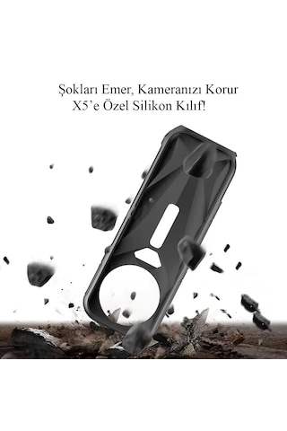 Insta360 X5 Aksesuar Seti - Silikon Kılıf + Lens Cap + Ekran Koru Siyah