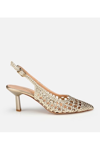 Hotiç Kadın Gold Örgü Detaylı Arkası Açık Kısa Topuklu Stiletto 01ayh322880a540 01ayh322880a540