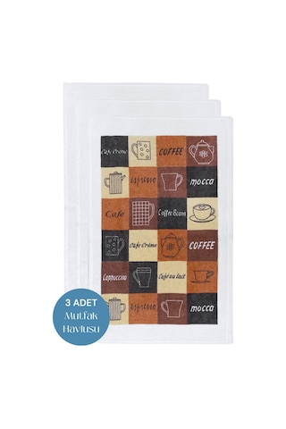 3lü Paket Baskılı Beyaz Mutfak Havlusu Modeli My Kitchen
