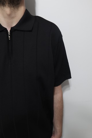 Santa Dmctekstil Erkek 2500 Çizgili Spor Kesim Rahat Kalıp Polo Yaka Battal Triko T-shirt Siyah