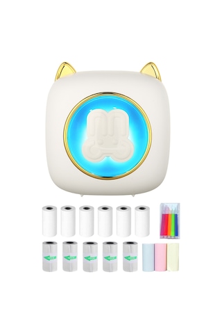 Yunboo C23 Beyaz Bluetooth Isı Etiket Yazıcı - 203dpi, 1200mah Batarya, 6 Isı Kağıdı + 5 Yapışkan + 3 Renkli Kağıt + 5 Renkli Kalem İçerir
