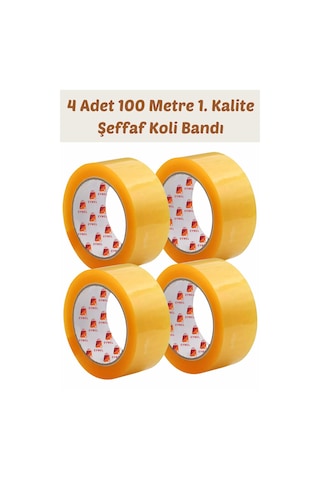 4 Adet 100 Metre Hotmelt Koli Bandı 1. Kalite Şeffaf Renkli, Güçlü Yapışkan, Kağıda Yapışır 3