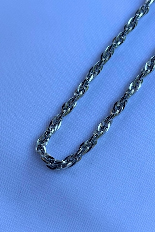 El İşçiliği Paslanmaz Çelik Zincir Erkek Kolye Gümüş