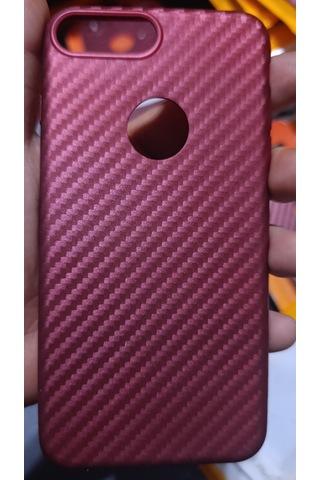 Apple iPhone 7 Plus / 8 Plus Uyumlu Telefon Kılıfı Desenli Esnek Bordo Kırmızı