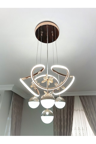 Livora Lighting Alice Modern Sarkıt Kelebekli Kademeli Ledli Avize Altın - Gold