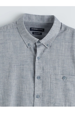 Lc Waikiki İndigo Regular Fit Keten Karışımlı Erkek Gömlek