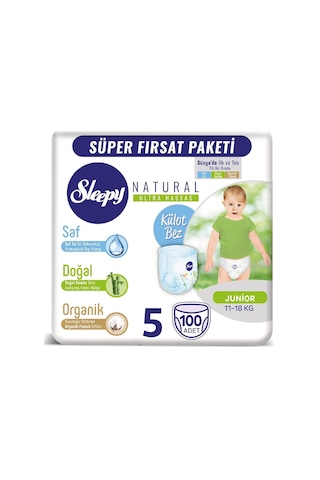Sleepy Natural Külot Bez 5 Numara Junior Süper Fırsat Paketi 100 Adet