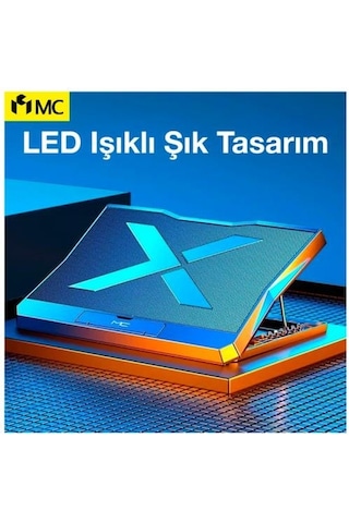 Coofbe Led Işıklı Ultra Sessiz 6 Adet Soğutma Fanlı Laptop Soğutucu Yükseklik Ayarlı Laptop Standı