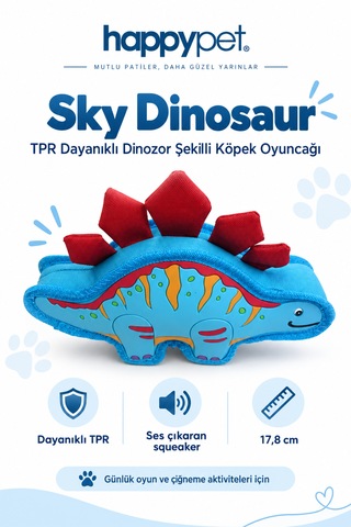Happy Pet Sky Dinosaur Tpr Dayanıklı Dinozor Şekilli Köpek Oyuncağı