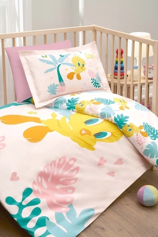 Özdilek Lisanslı Bebek Beşik Nevresim Takımı-tweety Tropic Pembe