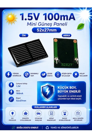 Mini Güneş Paneli Seti 5 Li Solar Panel Paketi 1.5v / 4.2v / 12v