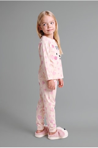 Defacto %100 Pamuk Hayvan Figürlü Ve Kalp Desenli Uzun Kol Üst Lastikli Paça Alt 2li Pijama Takımı Kız Bebek I3903a526auer105 Ekru-er105