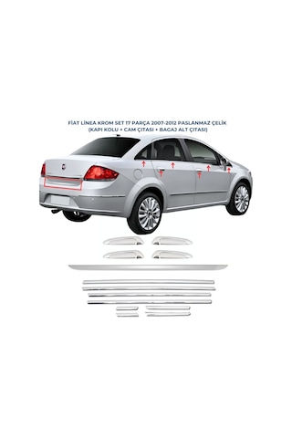 Fiat Linea Krom Set 17 Parça 2007 Ve Üzeri Paslanmaz Çelik