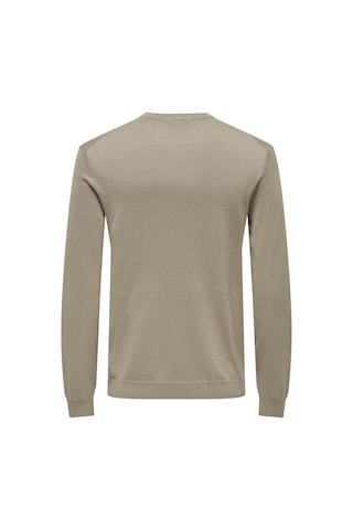 Only & Sons Onswyler Lıfe Reg 14 Ls Crew Knıt Noos Erkek Kahverengi Kazak - 22020088