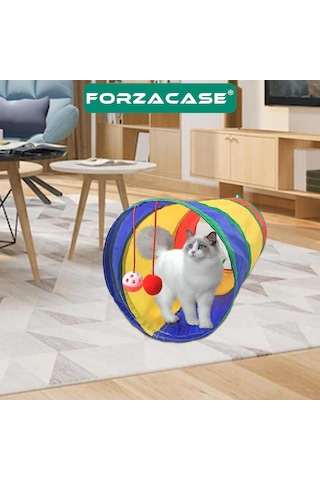 Forzacase Toplu Eğlenceli Kedi Oyun Tüneli 25 x 50 CM
