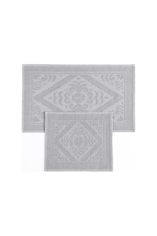 Soley Violeta 2'li Banyo Paspas Seti Kaymaz Taban %100 Pamuk 60x100 - 50x60 Cm Gri
