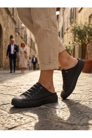 Gamelu Poem Kadın Lastikli Memory Foam Sneaker Terlik Siyah