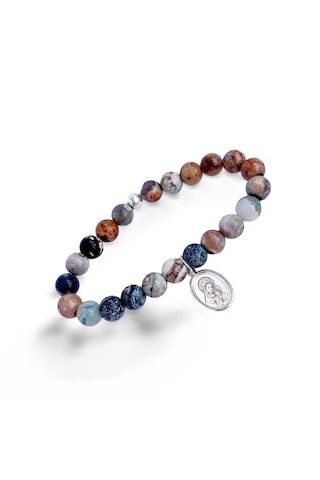 Gümüş Akik Doğal Taşlı Meryem İsa Tasarım Kadın Bileklik Gümüş