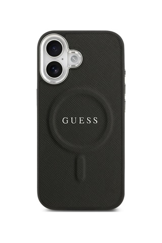 Apple Uyumlu iPhone 17 Kılıf Guess Lisanslı M-safe Şarj Özellikli Klasik Yazı Logolu Pu Deri Kapak Siyah Siyah