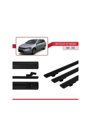 Volkswagen Passat B7 Varıant 2010-2015 Arası İle Uyumlu Basic Model Ara Atkı Tavan Barı Siyah 3 Adet