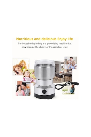 Novahub Paslanmaz Çelik Kuru Gıda Öğütücü - 150w, 50-400ml, 220v/110v Gümüş