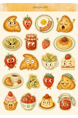 Sevimli Yemekler Sticker Seti-eğlenceli Kawaii Tasarım Etiketler - 929650320 Diğer