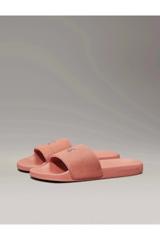 Calvin Klein Kadın Turuncu Slide Monogram Terlik Çok Renkli