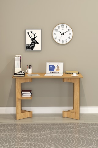 Asra Trend Raflı Modern Çalışma Masası ÇM-02 %100 MDF Bilgisayar Ofis Ders Masası Safir Meşe