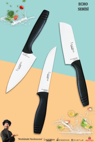 Eco Serisi Mutfak Bıçak Seti Et Ekmek Sebze Salata Pizza Bıçağı Siyah