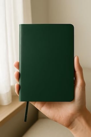 Fark Tanıtım Çizgisiz Not Defteri, Yeşil Deri Kapaklı Defter, 128 Yaprak A5 Defter, Ofis Ve Kırtasiye 14cm X 21 C