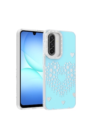 Samsung Galaxy Uyumlu A26 Kılıf Damla Taşlı Zore Rivas Sert Pc Kapak - Mavi