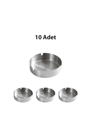 10 Adet Çelik 8 Cm Kafe Restaurant Lokanta Yuvarlak Kül Tablası Küllük