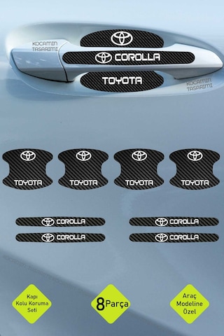Dayanıklı Baskıya Sahip Toyota Corolla Karbon Kapı İçi Koruma Folyo Seti 8 Parça Beyaz Yazılı Ürün
