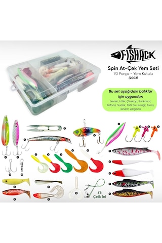 Silikon Spin At-çek Yem Seti - 70 Parça - Yem Kutulu - Fishack 2003