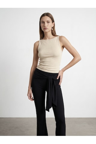 Dilvin 32892 Halter Yaka Top-bej Melanj