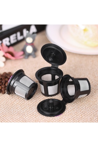 Youtek 3 Adet Tekrarlı Kullanım Kahve Kapsülü Kabuğu - Yiyecek Grubu Pp+304 Paslanmaz Çelik Filtre Siyah