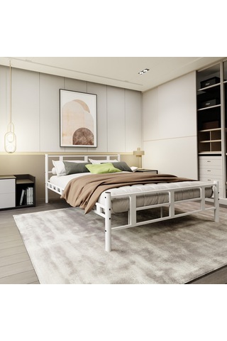 Lotus Çift Kişilik Metal Karyola A Kalite, Ses Çıkarmaz ,ölçülü Model Karyola 1634-a Beyaz