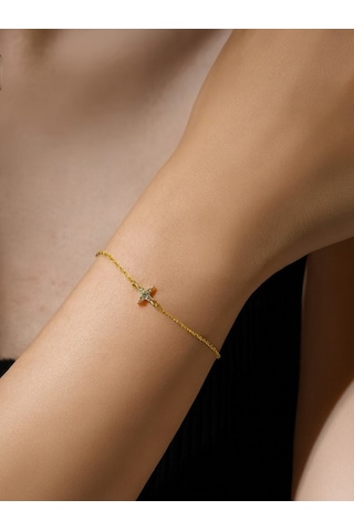 Brezza Lusso Jewelry 925 Ayar 18k Altın Kaplama Minimal Yıldız Kadın Bileklik Sarı