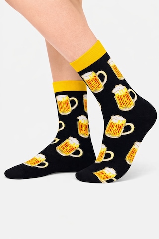 Carnaval Socks Çoklu Biralar Desenli Siyah Soket Çorap Çok Renkli