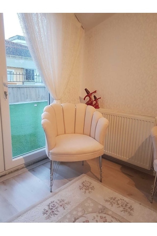 Garden House Papatya /i Stiridye Krem Kumaş Metal Gümüş Ayaklı 2 Tekli Koltuk Berjer
