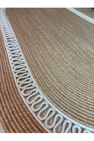 Mavaux Lotus Jüt Hasırlı El Örgüsü Kilim Krem