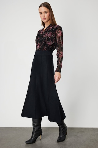 On Kadın Pileli Midi Triko Etek 65210 Siyah Siyah