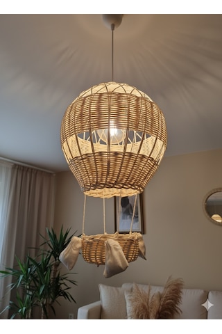 Uçan Balon Rattan Avize R25 Ekru Uçan Balon Rattan Avize R25 Ekru