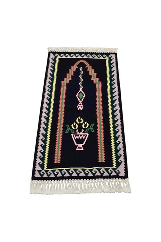 Kilim Antik El Dokuması Bayburt Seccade Mihraplı Kilimi 0158 - Yeni - Siyah