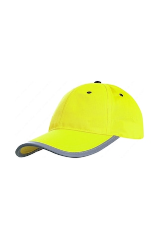 As-610 Trafik Güvenliği Yansıtıcı Güneşlik Şapkası Spor Nefes Alabilir Floresan Şapka Floresan Sarı