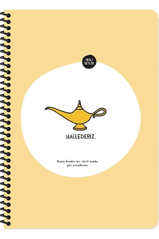 Hisli Şeyler A4 Çizgili Spiralli Stickerli Defter Hallederiz