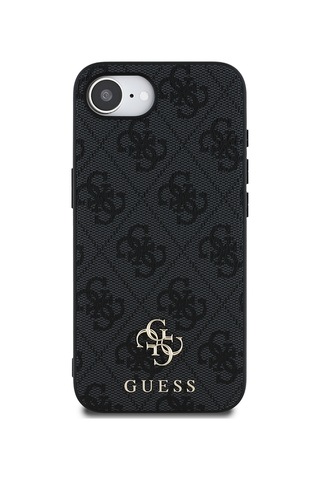 Apple iPhone 16e Uyumlu Kılıf Guess Lisanslı M-safe Şarj Özellikli Small 4g Classic Kapak Siyah