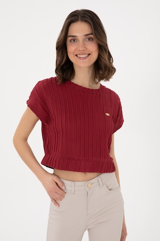 U.S. Polo Assn. Kadın Vişne Crop Bisiklet Yaka Tişört 50300801-VR223