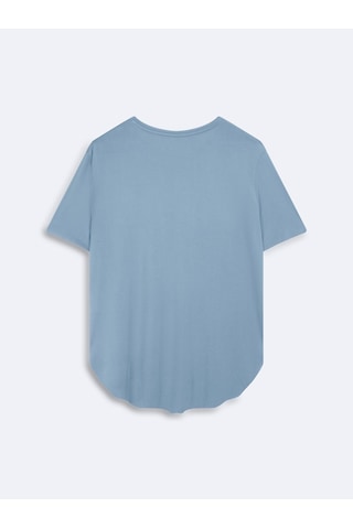 Ltb Bisiklet Yaka Relaxed Fit Mavi T-shırt Mid Indigo